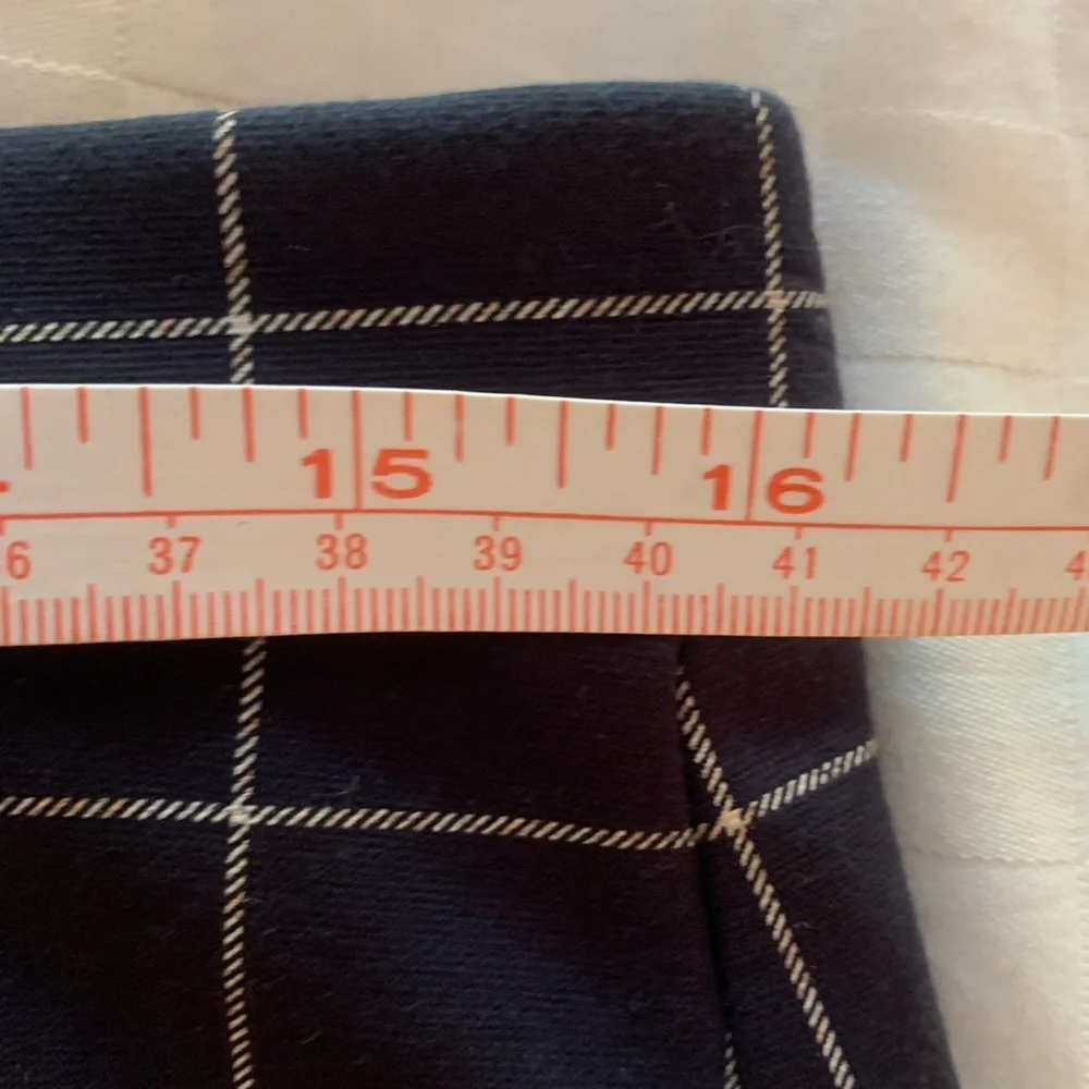 Ann Taylor Navy Blue Square-Pattern Lined Tailored Skirt Rayon Blend; Size 10